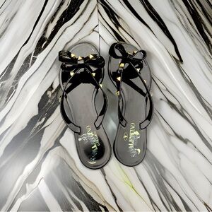 Valentino Rockstud leather sandals with bow